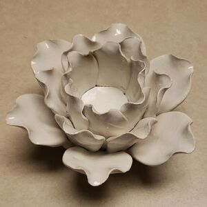 Elegant White Ceramic Flower Sculpture
